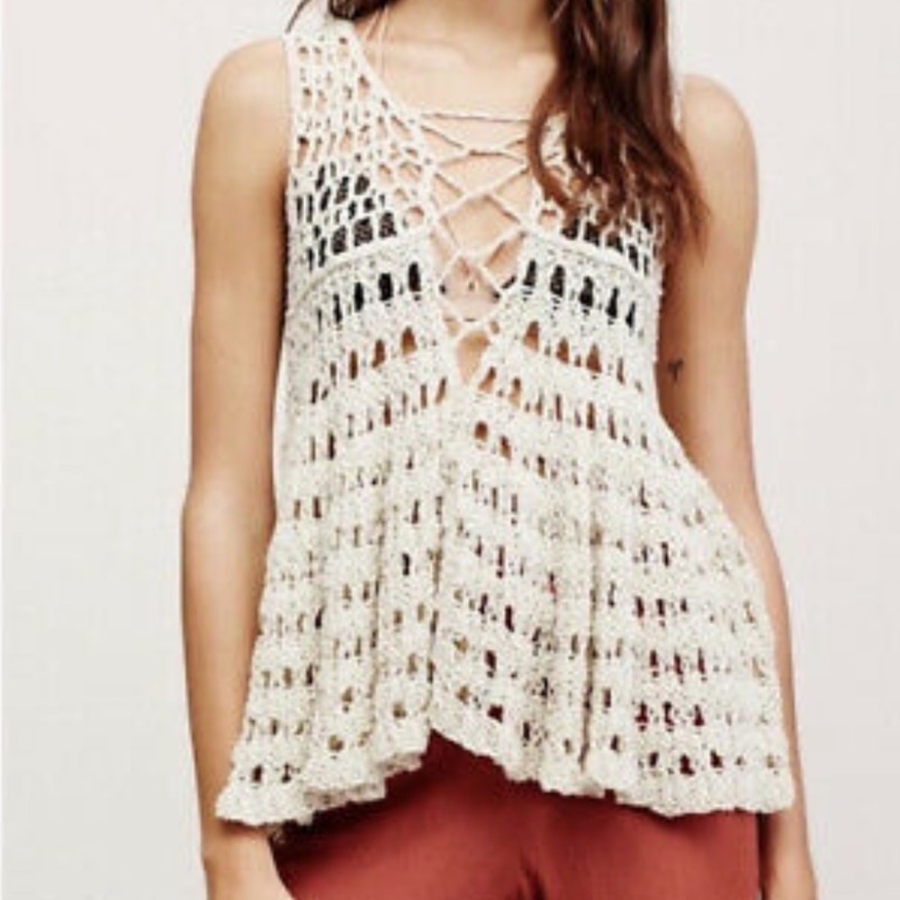 Free People Circles Within Circles Crochet Tank Top Size XS - Picture 4 of 10